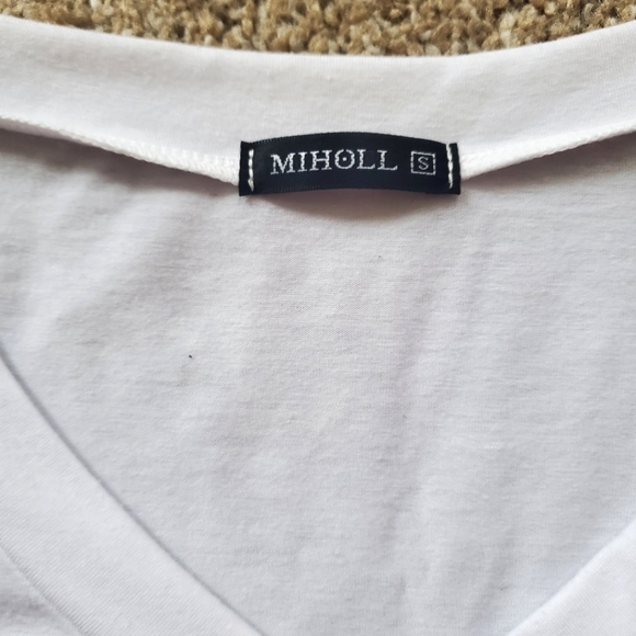 Cutw White V-Neck Leopard Print Pocket Tee T-Shirt - Picture 2 of 5